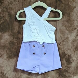 Stylish White Top and Purple Kids Shorts inv 413
